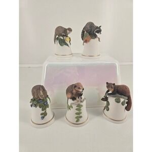 Boehm FP 1983 Fine Porcelain Bells – Beaver, Raccoon, Otter, Rabbit, Squirrel